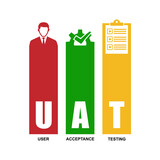 UAT icon. User acceptance testing acronym isolated on background 