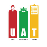 UAT icon. User acceptance testing acronym isolated on background vector illustration.