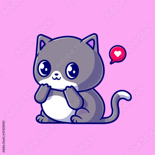 Cute Shy Cat Cartoon Vector Icon Illustration. Animal Nature
Icon Concept Isolated Premium Vector. Flat Cartoon Style