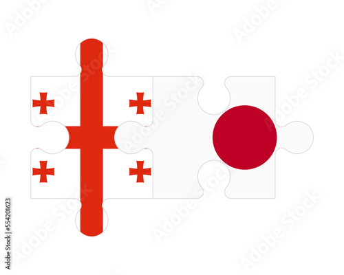 Puzzle of flags of Georgia and Japan, vector