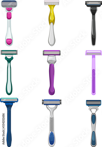 shaver set cartoon. razor care, hair beard, blade equipment, sharp tool, hygiene shaver vector illustration
