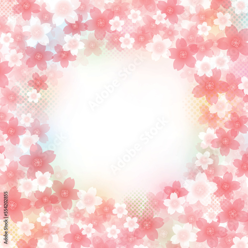 ふんわり華やか桜フレームデザイン、背景 © IWOZON