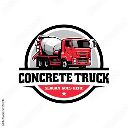 concrete mixer truck, construction vehicle illustration logo vector