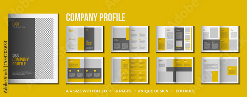 16 pages Corporate company profile bifold brochure template design