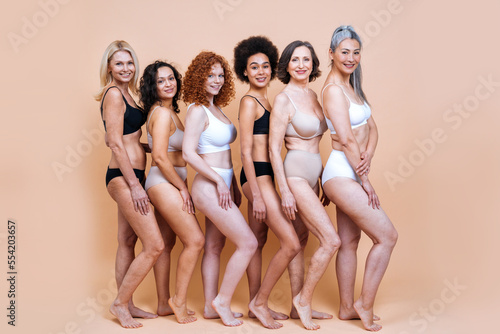 Beauty image of a group of women with different age, skin and body