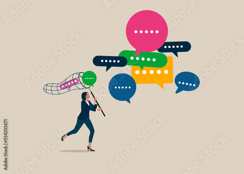 Catch up meeting summary, customer opinion, conversation, effective communication message and conversation. Flat modern vector illustration. 