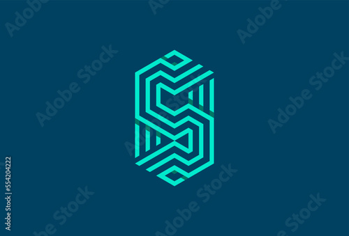 Abstract Letter S Logo, modern and stylist letter S formed from hexagonal lines , vector illustration