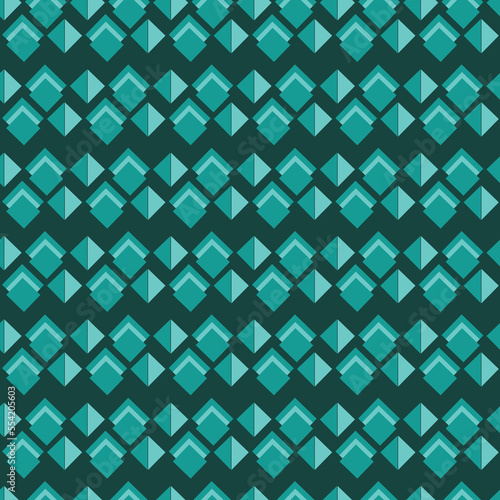 blue geometric diamonds with dark green background seamless repeat pattern
