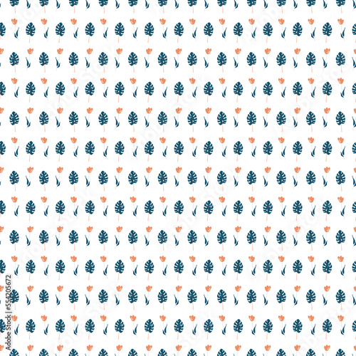  small tulip and leaves print seamless repeat pattern
