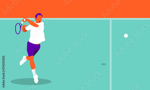 Young man playing tennis on court