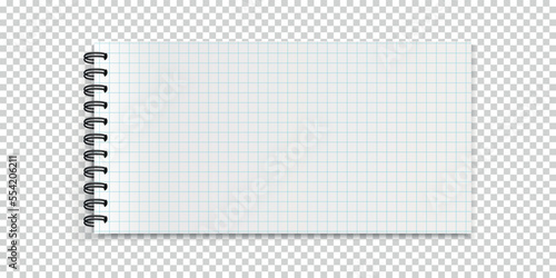 Spiral Notebook Template - Empty Cell Grid Striped Vector Illustration - Isolated On Transparent Background