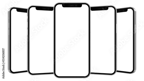 Smartphone mockup isolated with transparent screen png frontal lined up with shadows