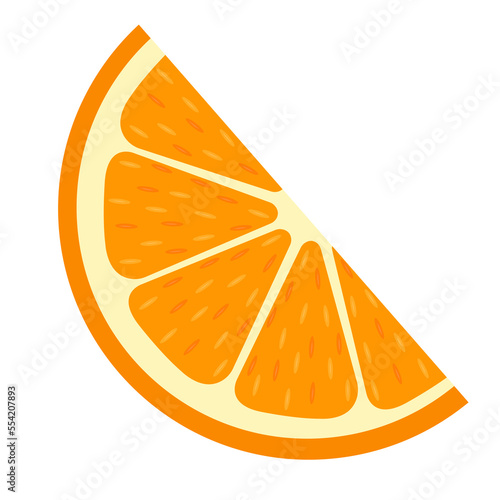 Vector image of an orange. The concept of healthy food and fresh fruit. Juicy fruits, orange snacks, vegetarian dishes. Delicious citrus.