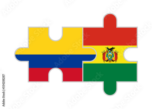 puzzle pieces of colombian and bolivian flags. vector illustration isolated on white background