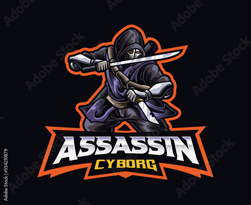 Futuristic assassin mascot logo design