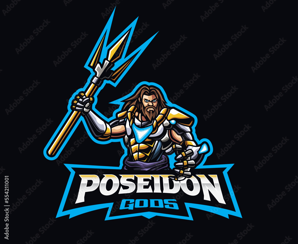 Obraz premium Sci-fi poseidon mascot logo design