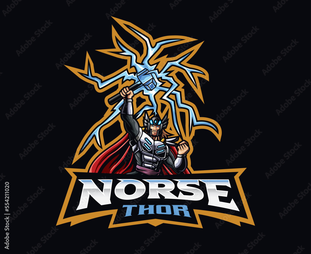 Sci-fi Thor mascot logo design