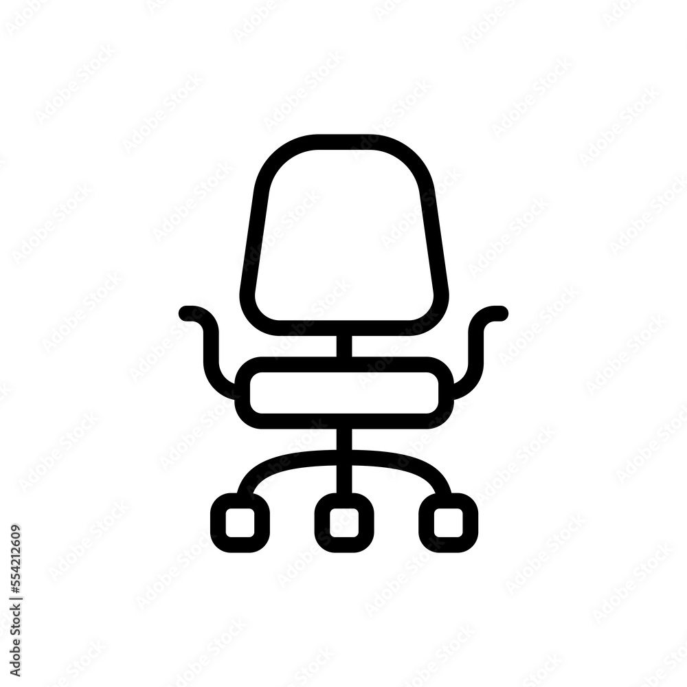 Chair line icon. Relaxation, leisure, cinema, room, sit, arrangement, comfort, work, shop, nature. furniture concept. Vector black line icon on white background Chair line icon. Relaxation, leisure, cinema, room, sit, arrangement, comfort, work, shop, nature. furniture concept. Vector black line icon on white background