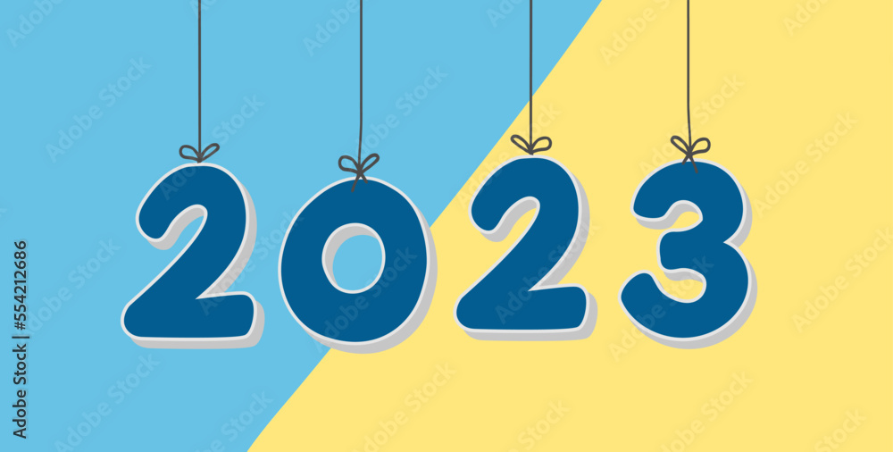 2023 Happy New Year modern trendy design numbers hanging 2023 Happy New Year modern trendy design numbers hanging