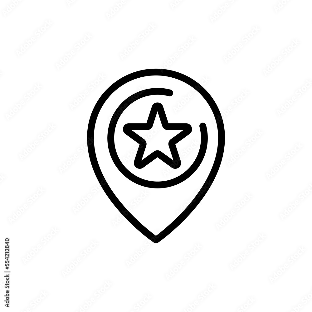 Label line icon. Star, marker, marker, target, destination, route, notification, achievement. Geography concept. Vector black line icon on white background Label line icon. Star, marker, marker, target, destination, route, notification, achievement. Geography concept. Vector black line icon on white background