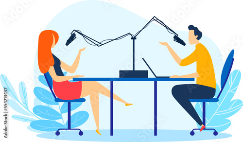Radio live, headset microphone, media entertainment, transmitter dj composition , design, cartoon style vector illustration.
