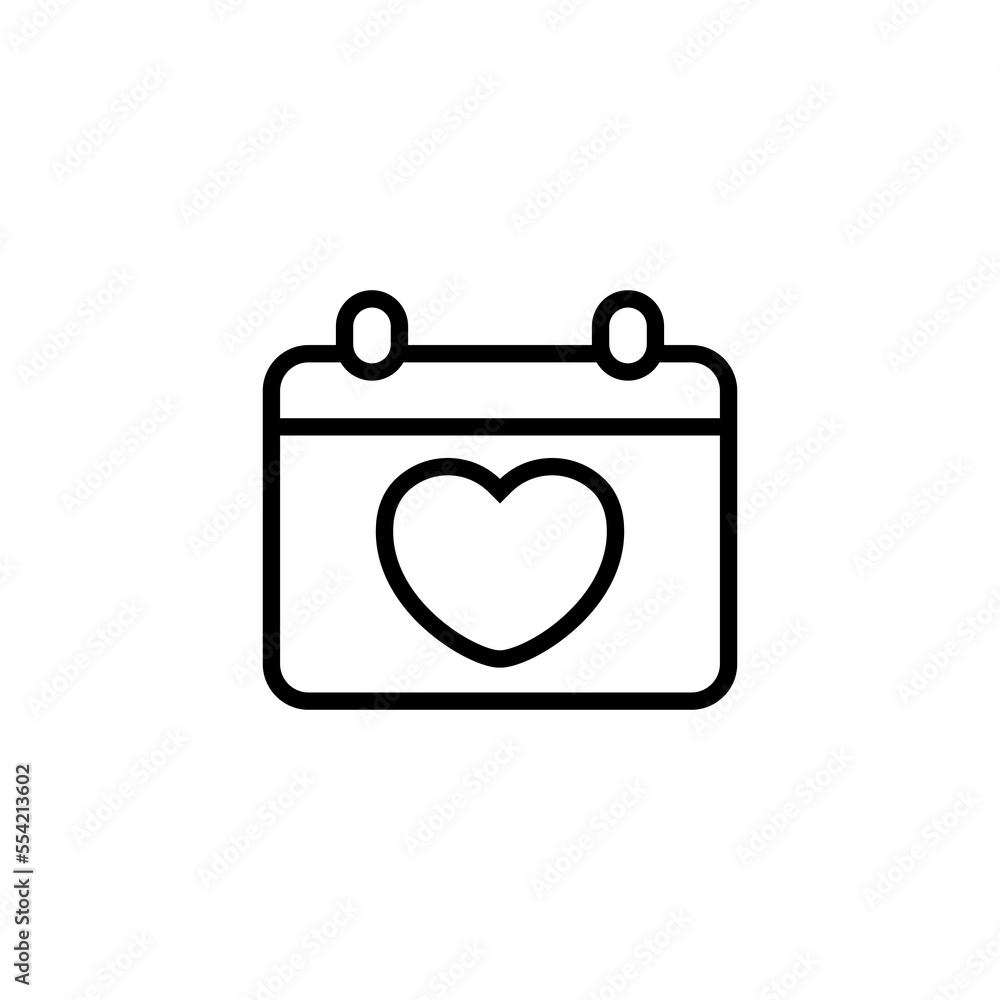 calendar line icon. Schedule, day, week, month, date, event, holiday, season, heart, season, schedule, reminder, deadline. chart concept. Vector black line icon on white background calendar line icon. Schedule, day, week, month, date, event, holiday, season, heart, season, schedule, reminder, deadline. chart concept. Vector black line icon on white background