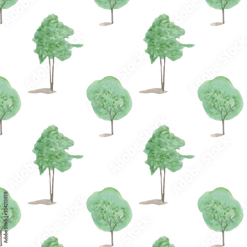 Pattern with tree wrapping paper design  natural decorations  green trees modern background