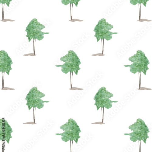 Pattern with tree wrapping paper design, natural decorations, green trees modern background