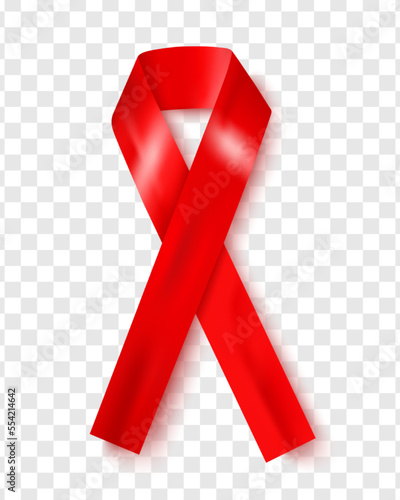World AIDS Day 1 December .Realistic red ribbon on white background.Applicable for posters, postcards.