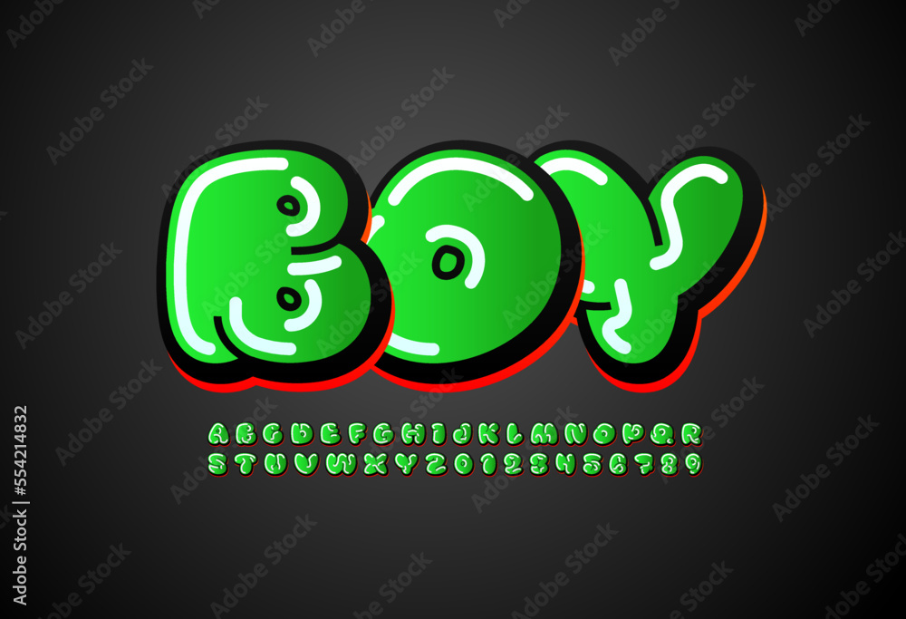 Cartoon font, comic alphabet in the graffiti style, uppercase letters and numbers, vector illustration 10EPS Cartoon font, comic alphabet in the graffiti style, uppercase letters and numbers, vector illustration 10EPS