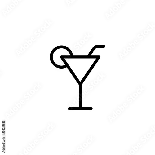 Cocktail line icon. Alcohol, party, bar, club, holiday, restaurant, social evening, treat, drink, drinks. Leisure concept. Vector black line icon on white background