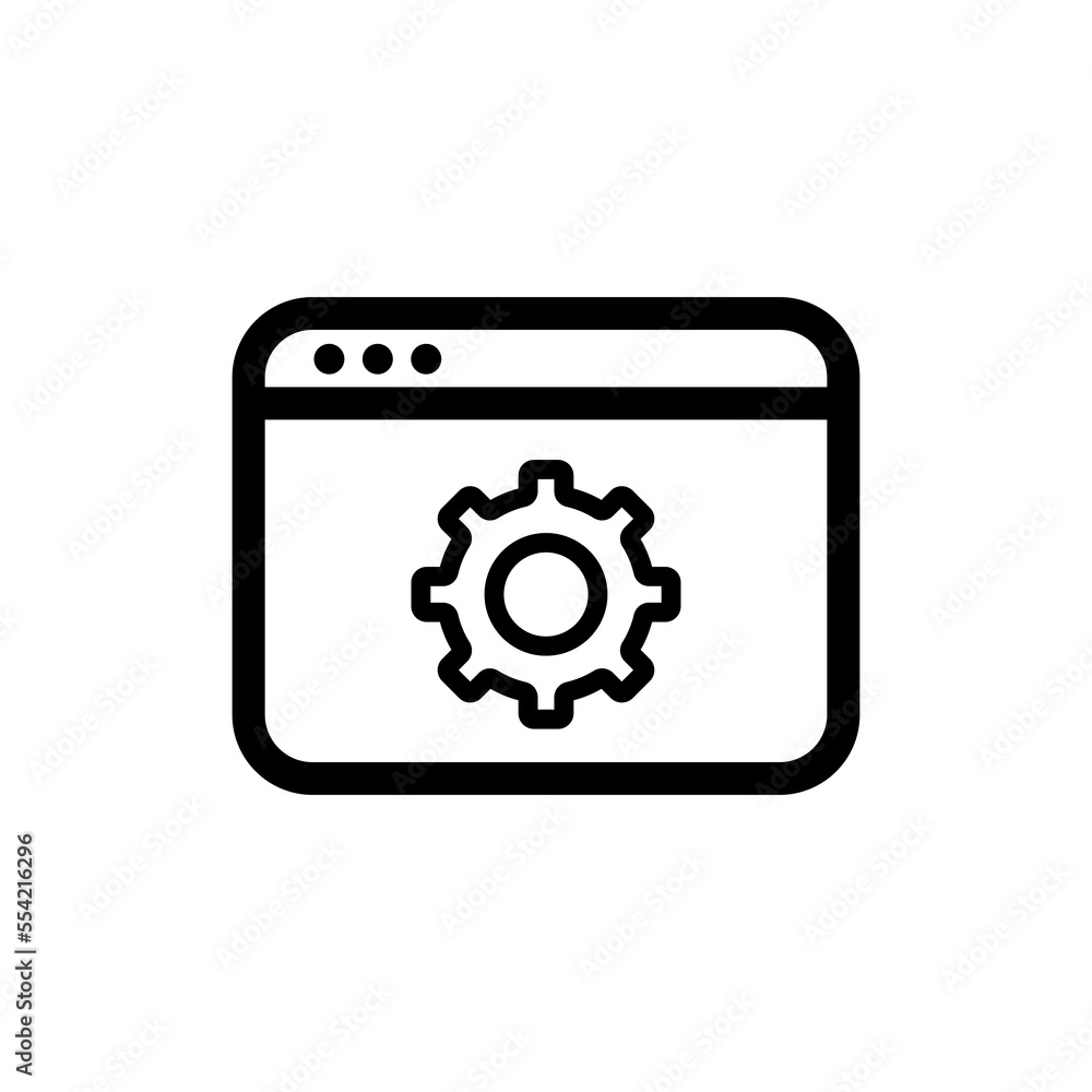 Web page line icon. Browser, computer, internet, sites, settings, domain, information, programming, code, knowledge. Technology concept. Vector black line icon on white background Web page line icon. Browser, computer, internet, sites, settings, domain, information, programming, code, knowledge. Technology concept. Vector black line icon on white background