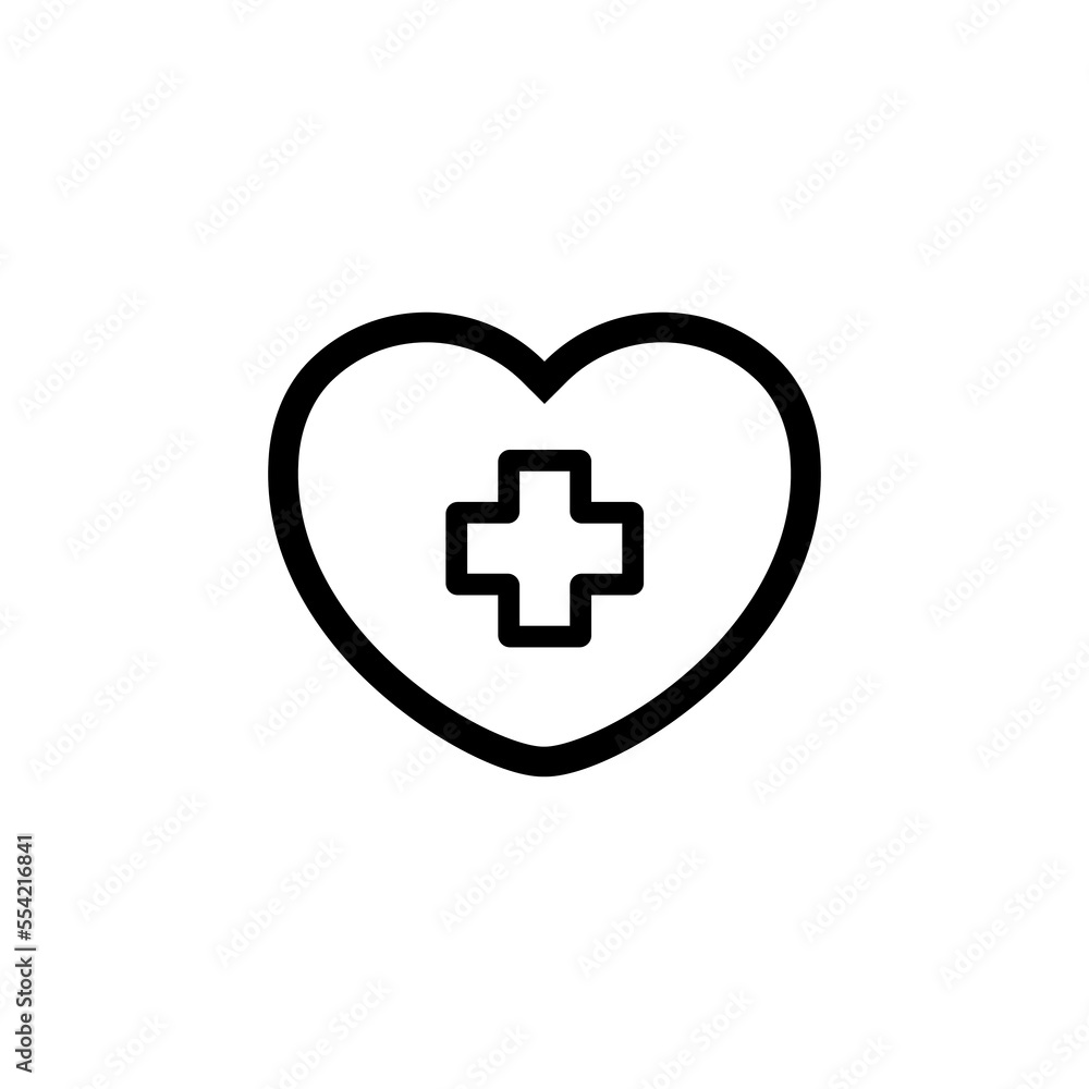 Heart line icon. Disease, immunity, thermometer, doctor, patient, prescription, treatment, drugs, recommendations, advice. Health concept. Vector black line icon on white background Heart line icon. Disease, immunity, thermometer, doctor, patient, prescription, treatment, drugs, recommendations, advice. Health concept. Vector black line icon on white background