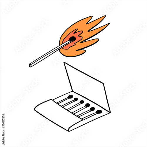 Matches box hand drawn outline vector art illustration.