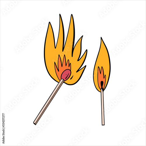 Matches hand drawn colorful cartoon style vector art.