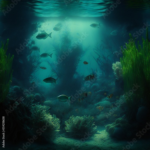 coral reef and fish in the sea