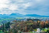 Aerial view of countryside around Salzburg, Austria