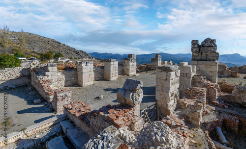 Sagalassos ancient city near Burdur, Turkey. Ruins of the Upper Agora in the roman city. 