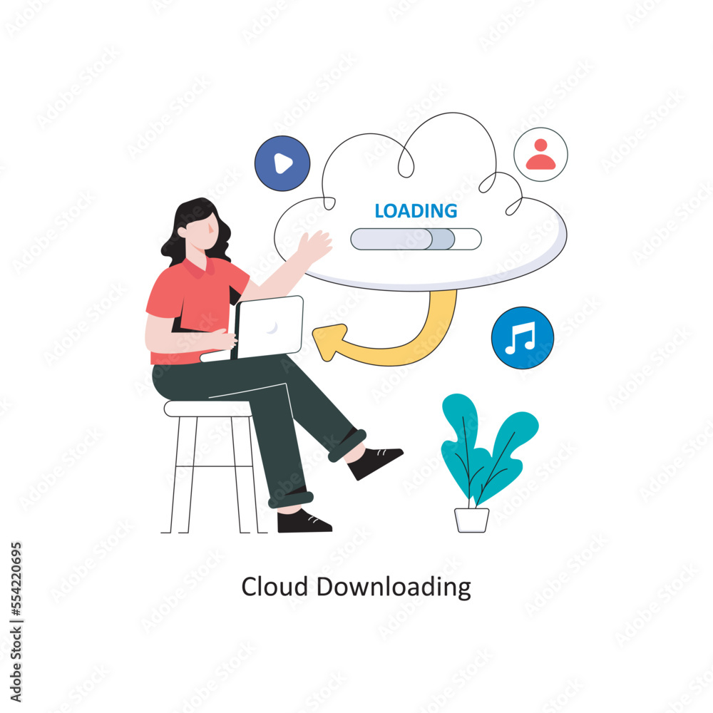 Cloud downloading Flat Style Design Vector illustration. Stock illustration
