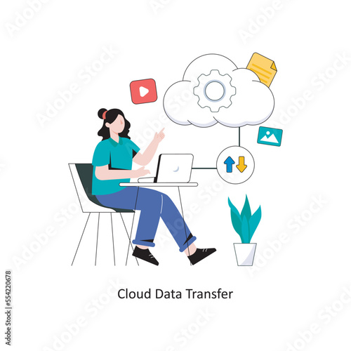Cloud Data Transfer Flat Style Design Vector illustration. Stock illustration