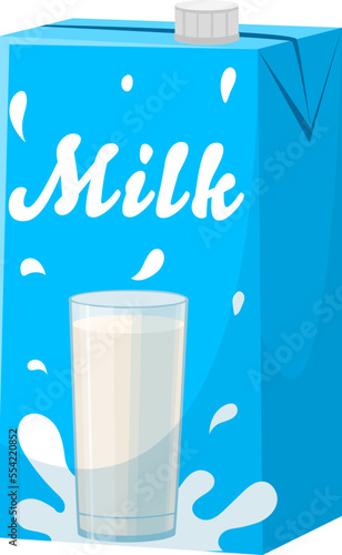 milk pack cartoon vector. carton box, white package, cardboard drink, food container milk pack vector illustration