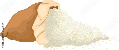 rice burlap sack cartoon. grain bag, white raw, long basmati food, jute plant seed rice burlap sack vector illustration