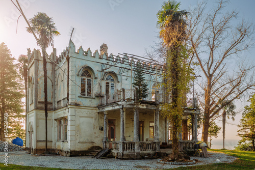 Old abandoned villa in gothic style. Former general Zelensky manor, Tsikhisdziri, Adjara, Georgia