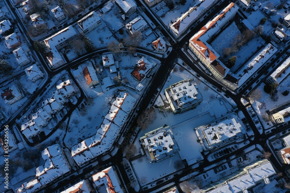 City Winter Snow Aerial Bavaria City Winter Snow Aerial Bavaria