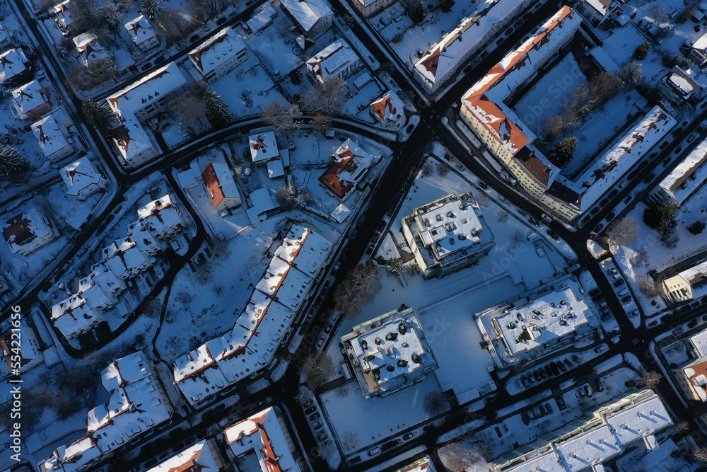 City Winter Snow Aerial Bavaria