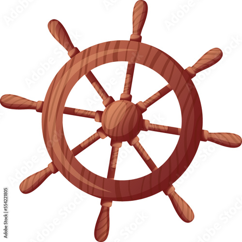 ship rudder cartoon. helm wheel, boat captain yacht, nauutical sail ship rudder vector illustration
