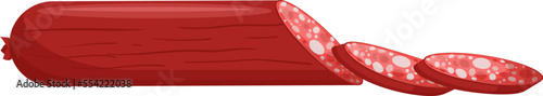 salami sausage cartoon. meat pepperoni, ham slice, delicatessen meat salami sausage vector illustration
