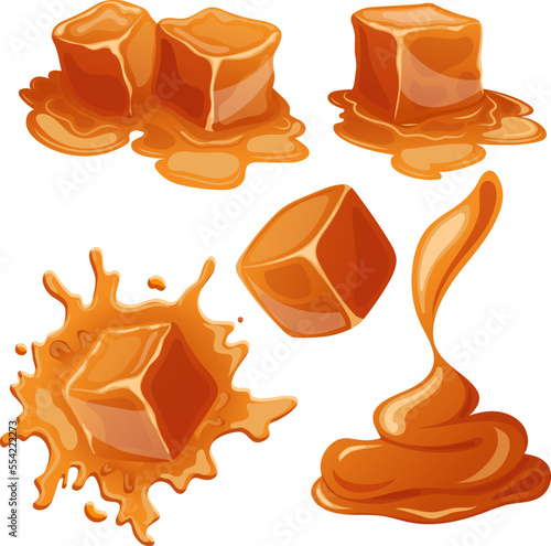 caramel candy set cartoon. chocolate sugar food, toffee dessert, cream sauce caramel candy vector illustration