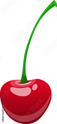 cherry red cartoon. fruit sweet, berry top, ripe steam dessert cherry red vector illustration