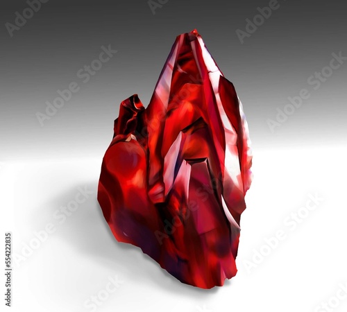 Red crystal, gem, still life illustration on white background  (ID: 554222835)